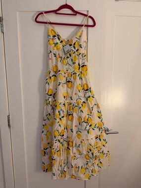H&M White Maxi Dress with Yellow Lemon Print